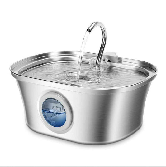 3.2L Stainless Cat Water Fountain With Water Level Window