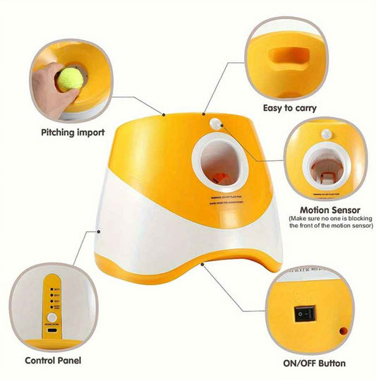 Rechargeable automatic tennis ball launcher for pets