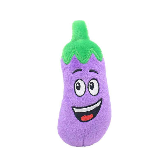 Plush Squeaky Pet Toys – Fruit & Vegetable Shapes for Dogs & Cats (Cactus, Corn, Eggplant)