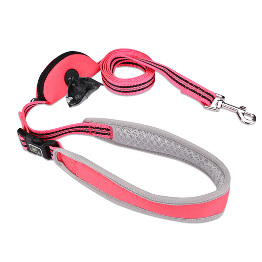 Reflective Nylon Dog Leash 150cm – With Waste Bag Dispenser for All Dog Sizes