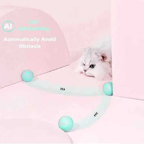 USB Charging Automatic 360 Degree Automatic Pet Rolling Ball For Puppy Cats Kitten - Blue