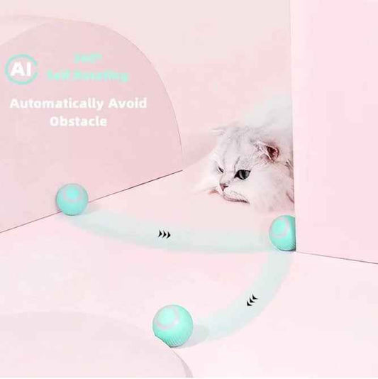 USB Charging Automatic 360 Degree Automatic Pet Rolling Ball For Puppy Cats Kitten - Blue