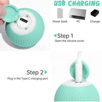 USB Charging Automatic 360 Degree Automatic Pet Rolling Ball For Puppy Cats Kitten - Blue