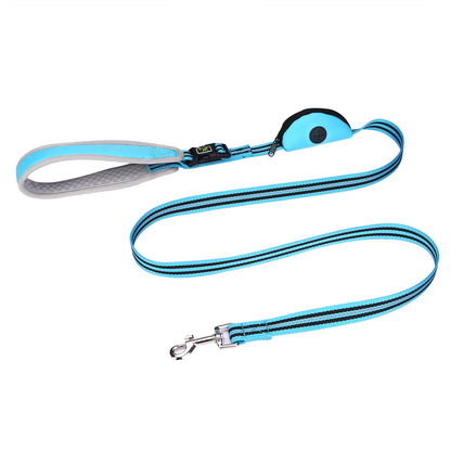 Reflective Nylon Dog Leash 150cm – With Waste Bag Dispenser for All Dog Sizes
