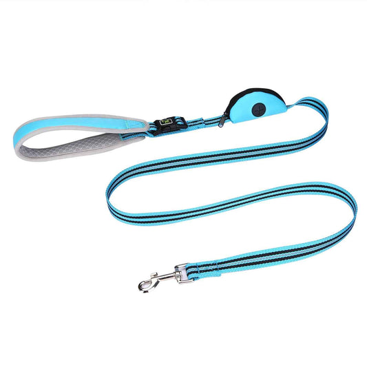 Reflective Nylon Dog Leash 150cm – With Waste Bag Dispenser for All Dog Sizes