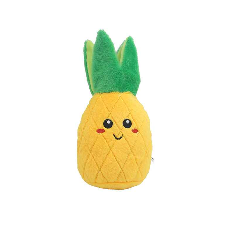Plush Squeaky Pet Toys – Fruit & Vegetable Shapes for Dogs & Cats (Cactus, Corn, Eggplant)