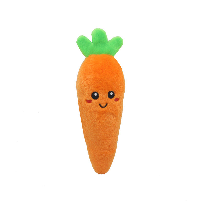 Plush Squeaky Pet Toys – Fruit & Vegetable Shapes for Dogs & Cats (Cactus, Corn, Eggplant)