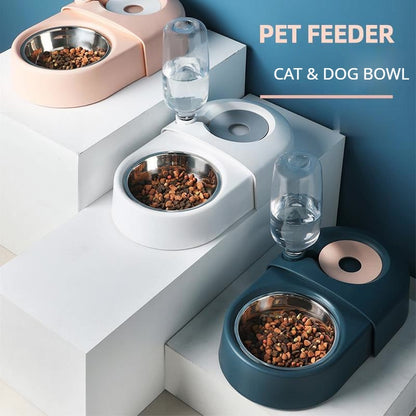 Pet Bowl & Automatic Water Fountain – Anti-Spill Feeder for Dogs & Cats