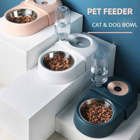 Pet Bowl & Automatic Water Fountain – Anti-Spill Feeder for Dogs & Cats
