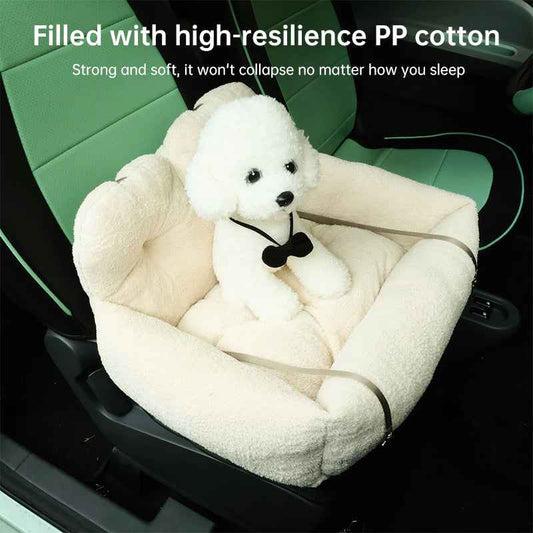 Foldable Pet Car Seat Booster Bed – Safe Travel Carrier for Cats & Small Dogs