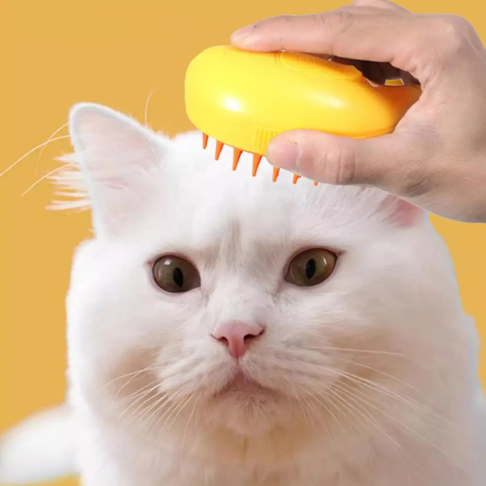 Banana Shape Steam Pet Grooming Brush – Hair Removal & Massage for Cats & Dogs