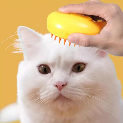 Banana Shape Steam Pet Grooming Brush – Hair Removal & Massage for Cats & Dogs