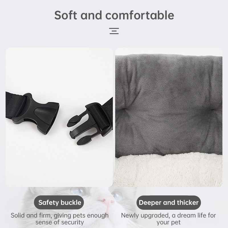 Foldable Pet Car Seat Booster Bed – Safe Travel Carrier for Cats & Small Dogs