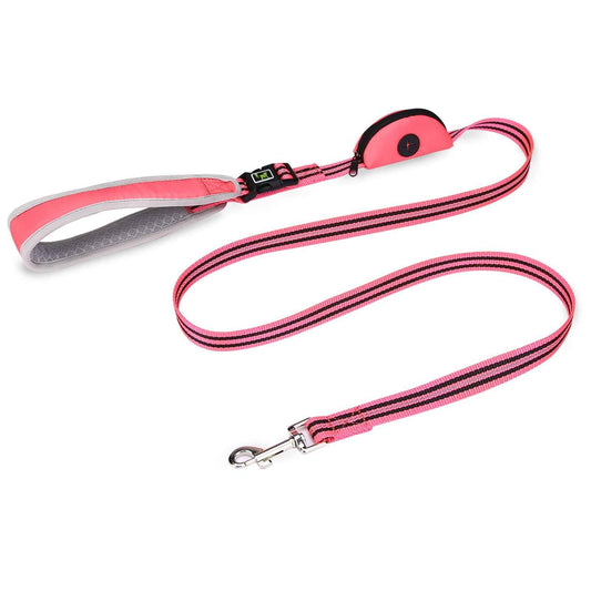 Reflective Nylon Dog Leash 150cm – With Waste Bag Dispenser for All Dog Sizes