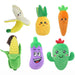 Plush Squeaky Pet Toys – Fruit & Vegetable Shapes for Dogs & Cats (Cactus, Corn, Eggplant)