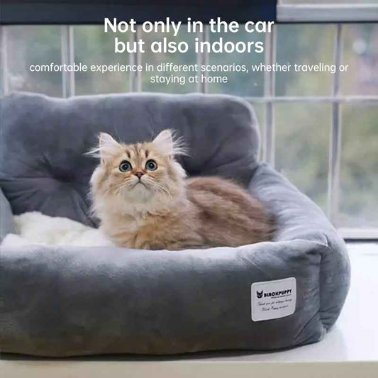 Foldable Pet Car Seat Booster Bed – Safe Travel Carrier for Cats & Small Dogs