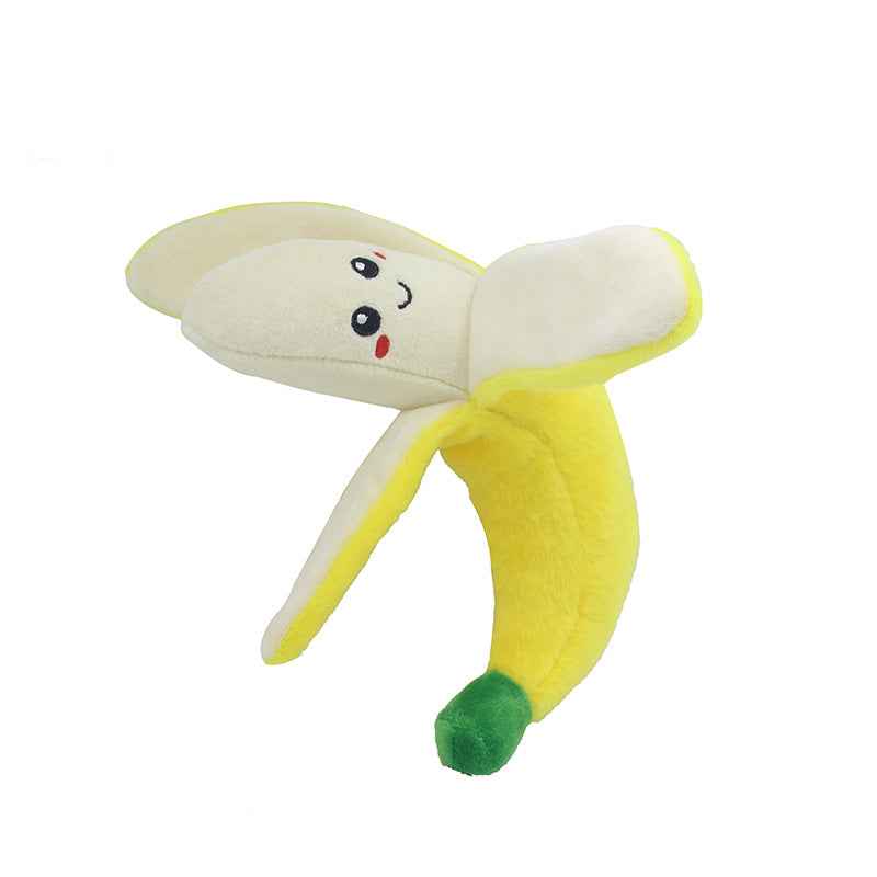 Plush Squeaky Pet Toys – Fruit & Vegetable Shapes for Dogs & Cats (Cactus, Corn, Eggplant)
